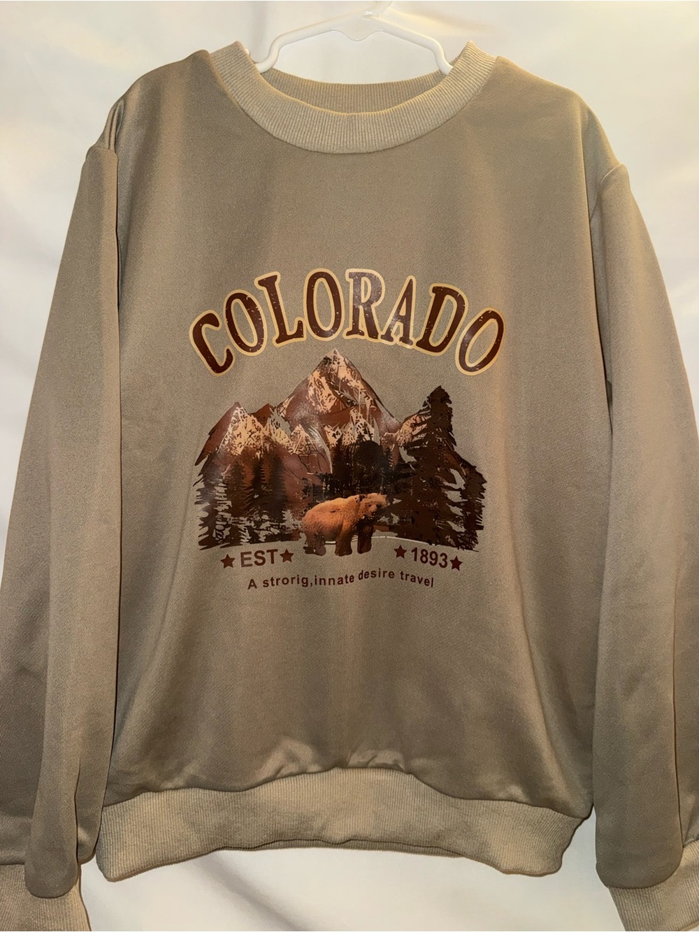 SHEIN Girls Colorado Graphic Crewneck Sweater - Taupe SZ 10/11 New